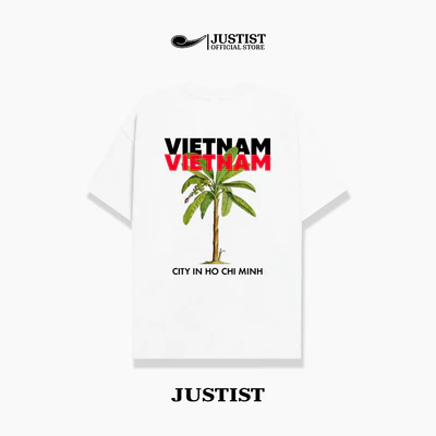 Áo thun JUSTISTCOCONUT TREE Ngắn Cổ Tròn chất cotton TSJT044