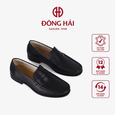 Giày Tây nam Đông Hải thiết kế Penny Loafer da bò cao cấp đế cao su cao 3cm dễ di chuyển - G0614