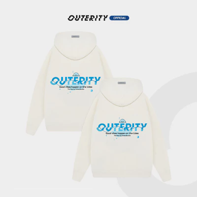 Áo khoác Hoodie / Hoodie Double zip local brand nam nữ unisex Outerity Blue Fish / Màu Kem