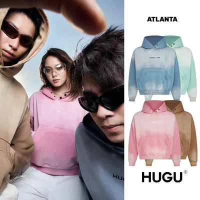 Áo khoác hoodie boxy unisex thêu logo HUGU - ALANTA WASH HOODIE - BOXY - Áo khoác hoodie wash, form boxy, nỉ bông cotton