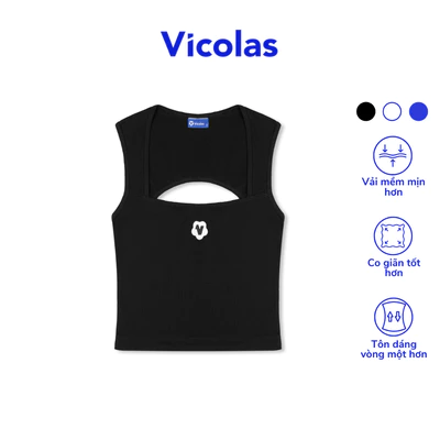 Áo croptop nữ khoét lưng Vicolas cổ vuông thun gẫn co giãn - VICO10
