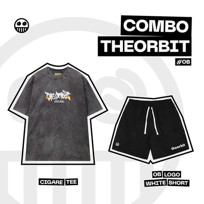 COMBO ORBIT Áo thun nam nữ CIGARATEE Wash và Quần OB Black - Local Brand Chính Hãng