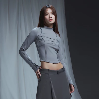 Áo Tay Dài Đính Dây Xám BunnyHill SSLP01