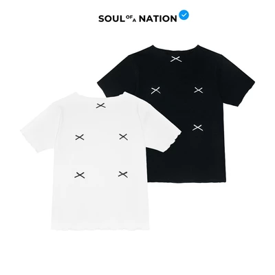 Áo BABY TEE ĐÍNH NƠ NHÍ FREESIZE sợi gân, co giãn, 100% cotton màu Đen/Trắng - SOUL OF A NATION