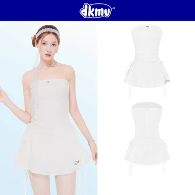Váy ống cúp ngực xoè ngắn DKMV màu trắng thắt nơ đáng yêu Twyla Dress| K-D3