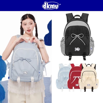 Balo nữ thời trang DKMV màu đen, kem, xanh biển, đỏ nhiều ngăn chất canvas Aimee Ribbon Backpack| K-P35