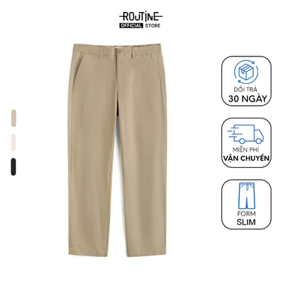 Quần Kaki Nam Premium Ống Ôm Trơn Cotton Form Slim - Routine 10S24PCA002P