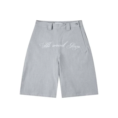 Quần Shorts Xám 67% Vải Cotton Thêu Chữ Form Baggy Unisex - WAG BAGGY SHORT