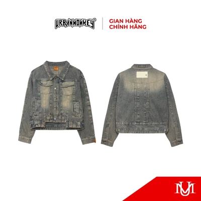 Áo Khoác Jean Urban Monkey PLEATED WASH JACKET Chất Liệu Jean Cao Cấp màu wash Nam Nữ Local Brand