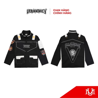Áo Khoác Jacket Unisex URBAN MONKEY Mission To Mars Vải Kaki Đen / Trắng Form Regular Local Brand