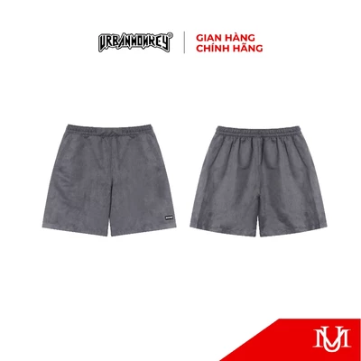 Quần Short Unisex URBAN MONKEY Suede Short Basic Da Lộn Màu Xám Regular Form Nam Nữ Local Brand