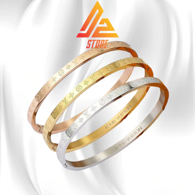 Vòng Tay LV Monogram khắc tên theo yêu cầu cặp đôi unisex Titanium [Bảo hành 5 năm]