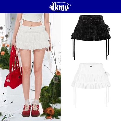 Chân váy nhung xòe ngắn DKMV màu đen, trắng thắt nơ đáng yêu Velvet Gabrie Skirt | K21-V2