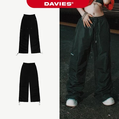 Quần ống rộng nam nữ túi hộp DAVIES vải dù màu đen Cargo Pant Ruffle local brand | D33-Q7