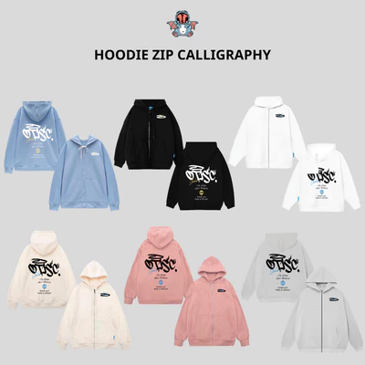 Áo khoác zip kéo unisex local brand Otis Club - Hoodie zip Calligraphy