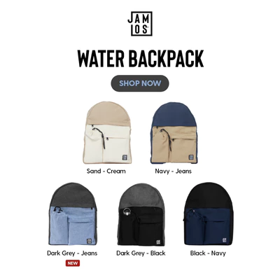 Jamlos Water Back - Balo vải canvas thời trang đi học đi làm đựng bình nước vừa laptop 14inch A4