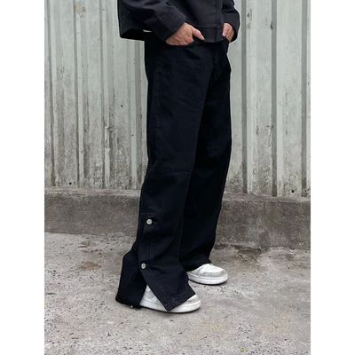 Quần Snap Button Pants cúc bấm The Brothers form baggy màu đen