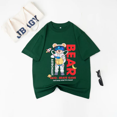 Áo thun Astronaut Bear phông cotton unisex form rộng cổ tròn, Áo unisex hottrend 2024