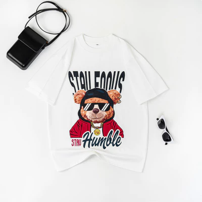 Áo thun Bear Humble, phông cotton unisex giới tính form rộng cổ tròn, Áo unisex hottrend 2024