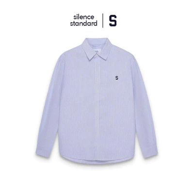 Áo sơ mi SilenceStandard Premium Oxford Shirt Logo S thêu/ kẻ xanh [SO02]