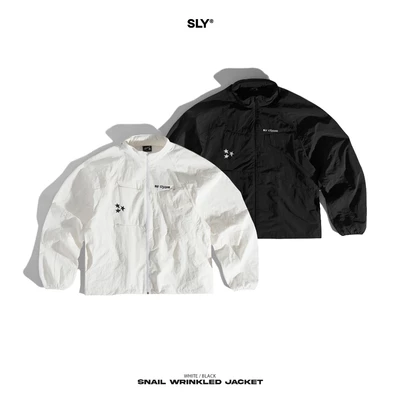 Áo khoác dù SLY Jacket Snail Wrinkled Đen - Trắng