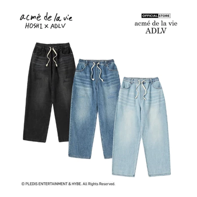 Quần Denim ADLV Destroyed Banding Dáng Wide Fit Màu Đen/Xanh Dương/Xanh Da Trời - Hàng chính hãng