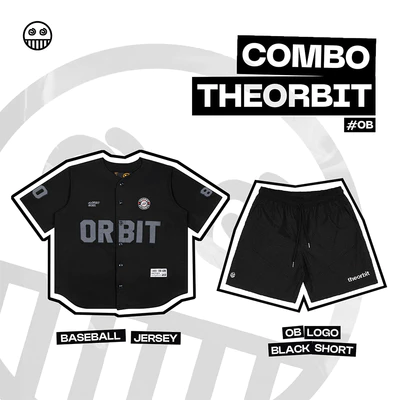 COMBO ÁO + QUẦN THE ORBIT Baseball Jersey + Quần OB Logo Black - Local Brand Chính Hãng