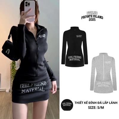 FFCLUB - ÁO LEN BODY KHÓA ZIP KÈM CHÂN VÁY ĐÍNH ĐÁ FFCLUB GIRLFRIEND