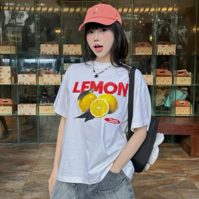 TheGlam CHÍNH HÃNG - Áo Thun Trắng "CHANH" UNISEX - Áo Thun Lemon Form Boxy - TS02-01