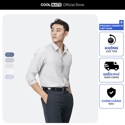 [TẶNG COMBO TẤT ĐƠN 329K]Áo SƠ MI nam dài tay CaféDriS khử mùi hiệu quả, chống UV Coolmate