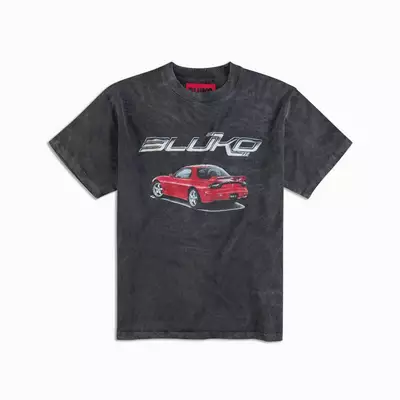 Áo Thun Đen Washed Bluko RX7 FSA Black Washed Distressed T-shirt
