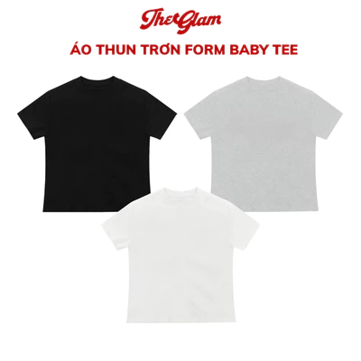 CHÍNH HÃNG - Áo Thun Trơn Baby Tee Trắng/Đen/Xám Nhạt - Nữ Cotton Cao Cấp - TheGlam