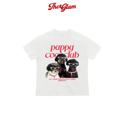 TheGlam CHÍNH HÃNG - Áo Thun Trắng Baby Tee UNISEX DOG "PUPPY" - Áo Nữ Cotton Chó - TS05-06