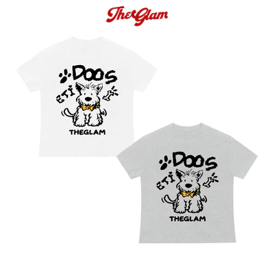 CHÍNH HÃNG - Áo Thun Baby Tee Màu Trắng/Xám “DOOS” - Áo Nữ Cotton DOG Dày Dặn Thoáng Mát - TheGlam