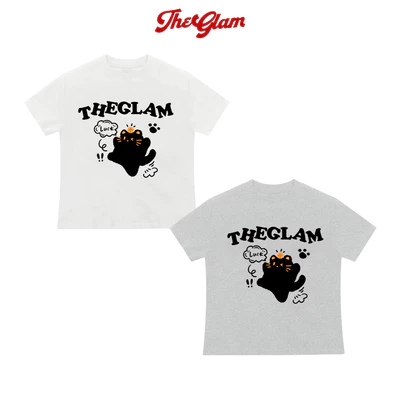 CHÍNH HÃNG - Áo Thun Baby Tee Màu Trắng/Xám “CAT” - Áo Nữ Cotton MÈO Dày Dặn Thoáng Mát - TheGlam
