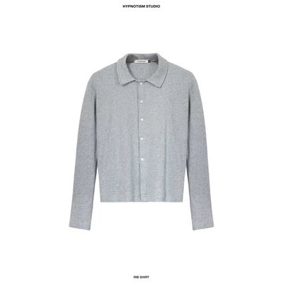 HYPNOTISM | "RIB SHIRT" - Áo sơ mi unisex tay dài chất thun gân co giãn