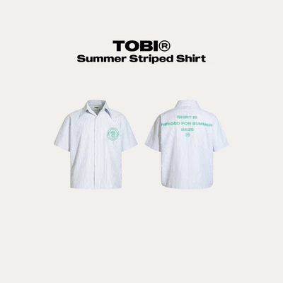 Áo Sơ Mi Kẻ Xanh Summer Striped BOXY TOBI