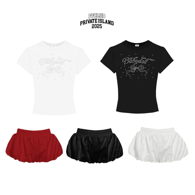 ÁO BABY TEE FORM ÔM ĐÍNH ĐÁ BABYDOLL FFCLUB MIX