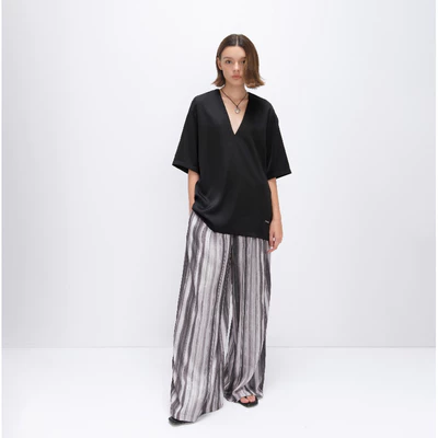 HIGHCHIC - DEMI PANTS - QUẦN LỤA IN HỌA TIẾT SỌC SANG TRỌNG