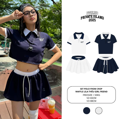 Set bộ đồ thể thao nữ pickleball tennis áo Polo LILA chân váy LILA FFCLUB MIX thoáng mát có quần bảo hộ