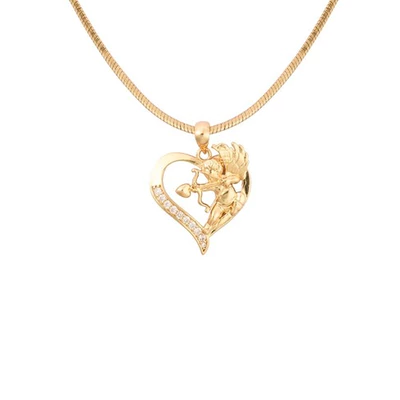 Dây Chuyền Thiên Thần Trái Tim Gold Đính Hạt