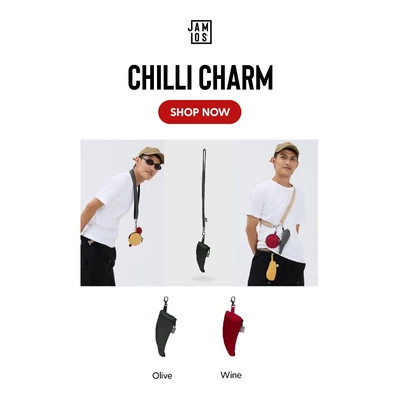 Chilli Charm - Phụ kiện bóp nhỏ trang trí vải canvas dáng quả ớt có móc treo túi, đeo dây cổ Jamlos