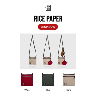 Buffet Rice Paper - Túi vải canvas hình vuông sáng tạo lắp ráp túi đeo chéo nhỏ gọn Jamlos