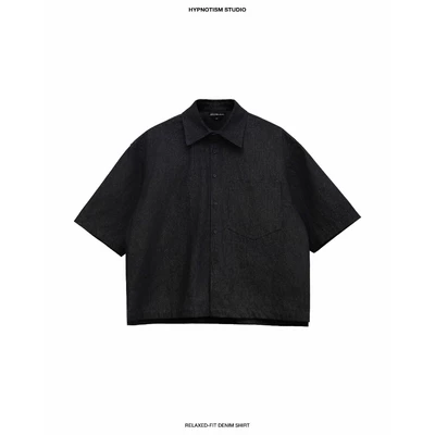 HYPNOTISM | RELAXED-FIT DENIM SHIRT - Áo sơ mi denim tay ngắn dáng rộng, form boxy chất dày dặn