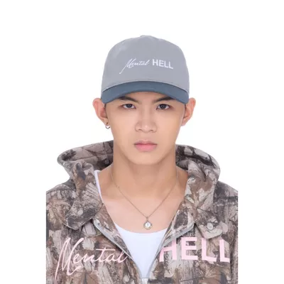 Mũ, nón lưỡi trai unisex kaki thêu chữ - BEUTER Mental Hell Contrast Panel Cap - Grey