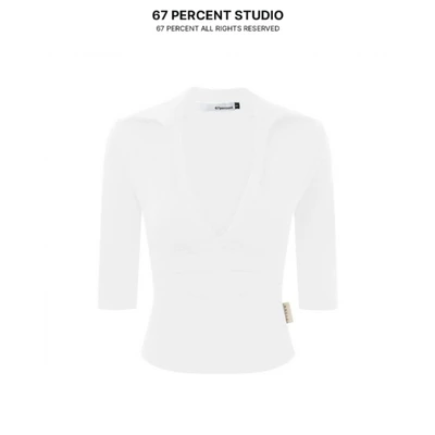 Áo Thun Trễ Ngực Vải Paper Cotton Màu Trắng 67 PERCENT - 67% Form Body Cho Nữ - WHITE LOW NECKED TOP