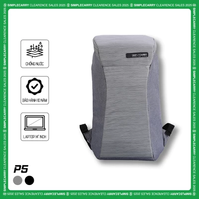 Balo Du Lịch SimpleCarry P5 Màu Đen/Xám, Có Lưới Thoáng Khí, Chống Sốc Tốt