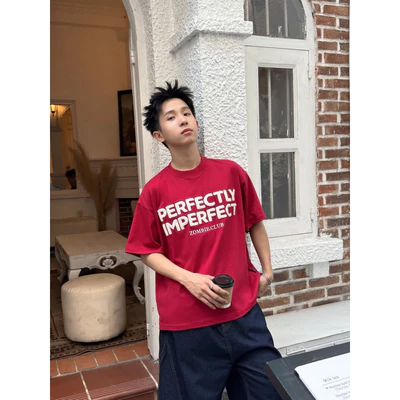 Áo thun boxy, ZOMBIE CLUB, PERFECT Font chữ thêu xù, form rộng,couple unisex, cotton 2 chiều 250gsm