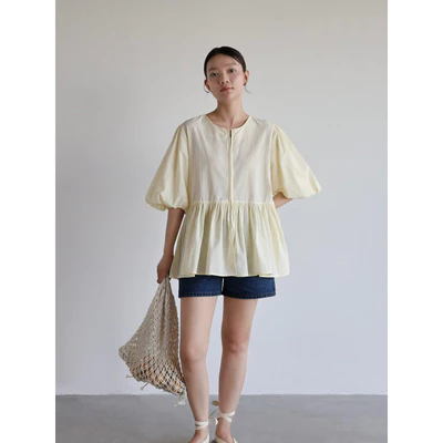 Áo babydoll tay lỡ phồng thô hàn | 𝐒𝐎𝐌𝐒 | 𝐎𝐫𝐫𝐞́ 𝐓𝐨𝐩