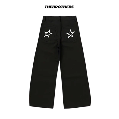 Quần jean ống rộng ngôi sao form baggy star pants phong cách retro y2k